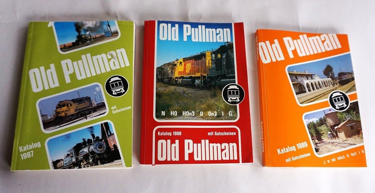 OLD PULLMAN, kataloger med modelltåg, vagnar och komponenter järnväg, 1987-1989